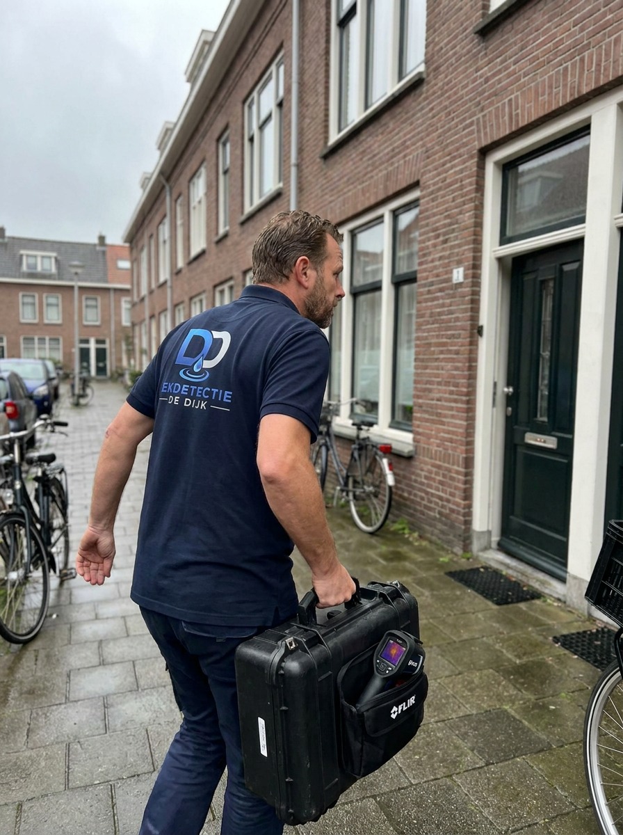 Specialist Lekdetectie De Dijk onderweg met meetkoffer naar klant